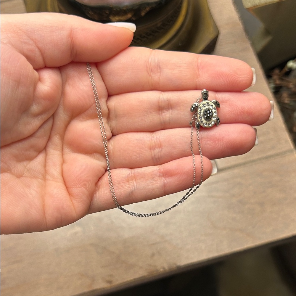 Silver Turtle Pendant Necklace